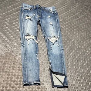 MNML Light Blue Cotton Blend Jeans